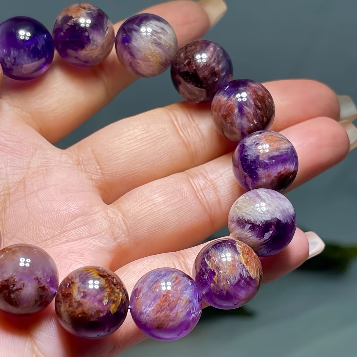 Natural Amethyst Beaded Bracelet, Genuine Amethyst